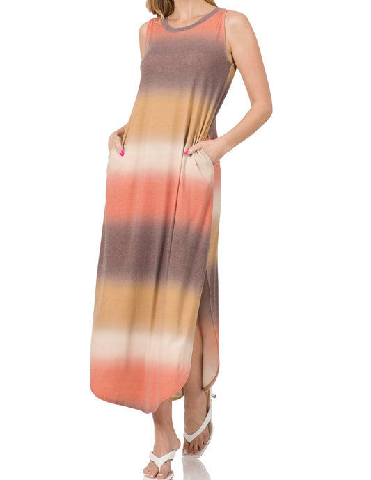 Zenana Printed Sleeveless Maxi Dress