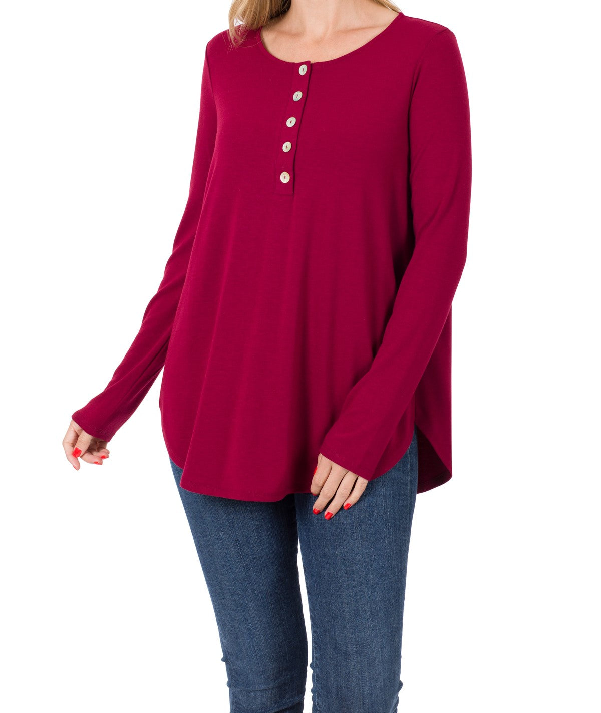 Zenana Long Sleeve Button Top