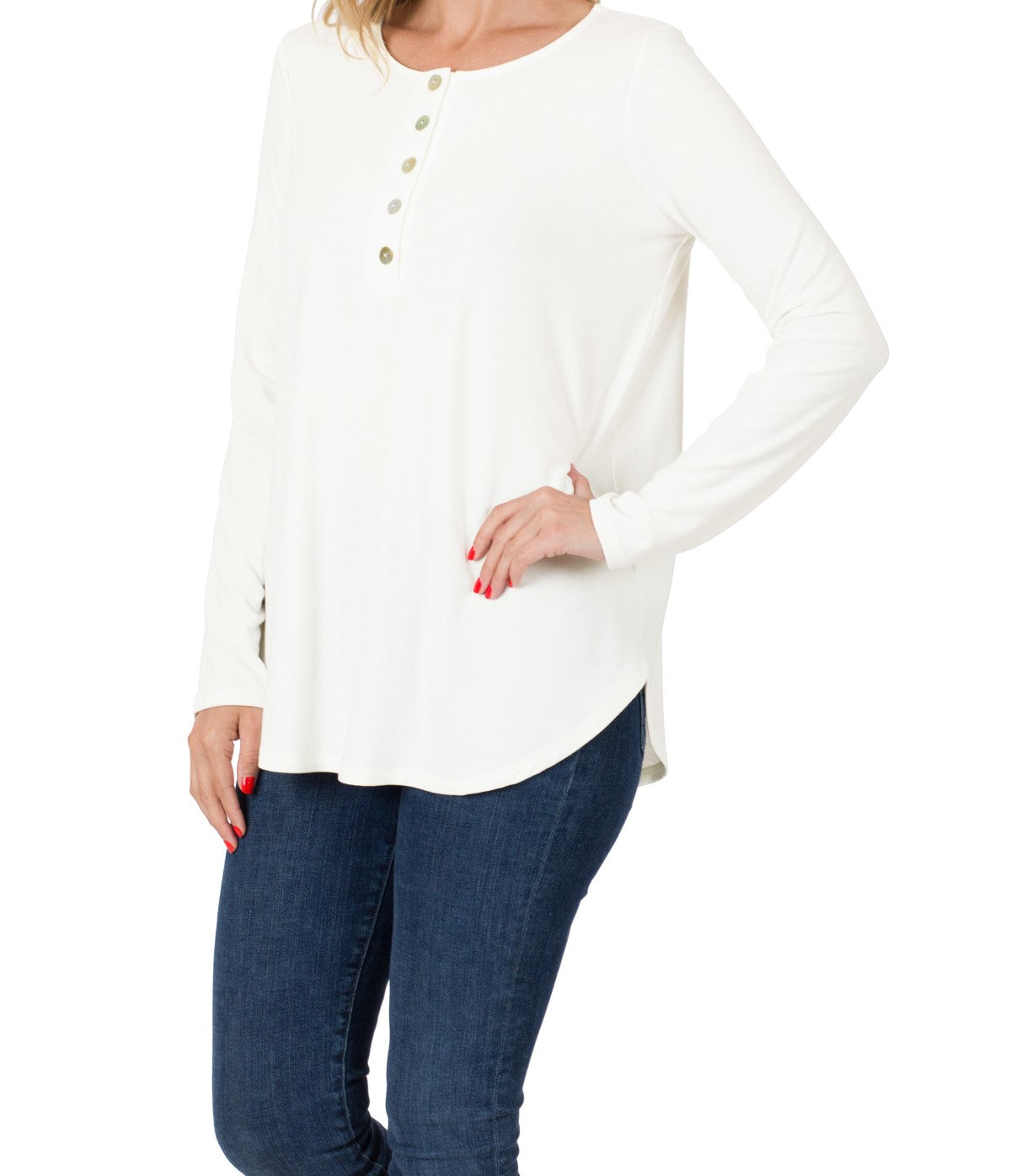 Zenana Long Sleeve Button Top