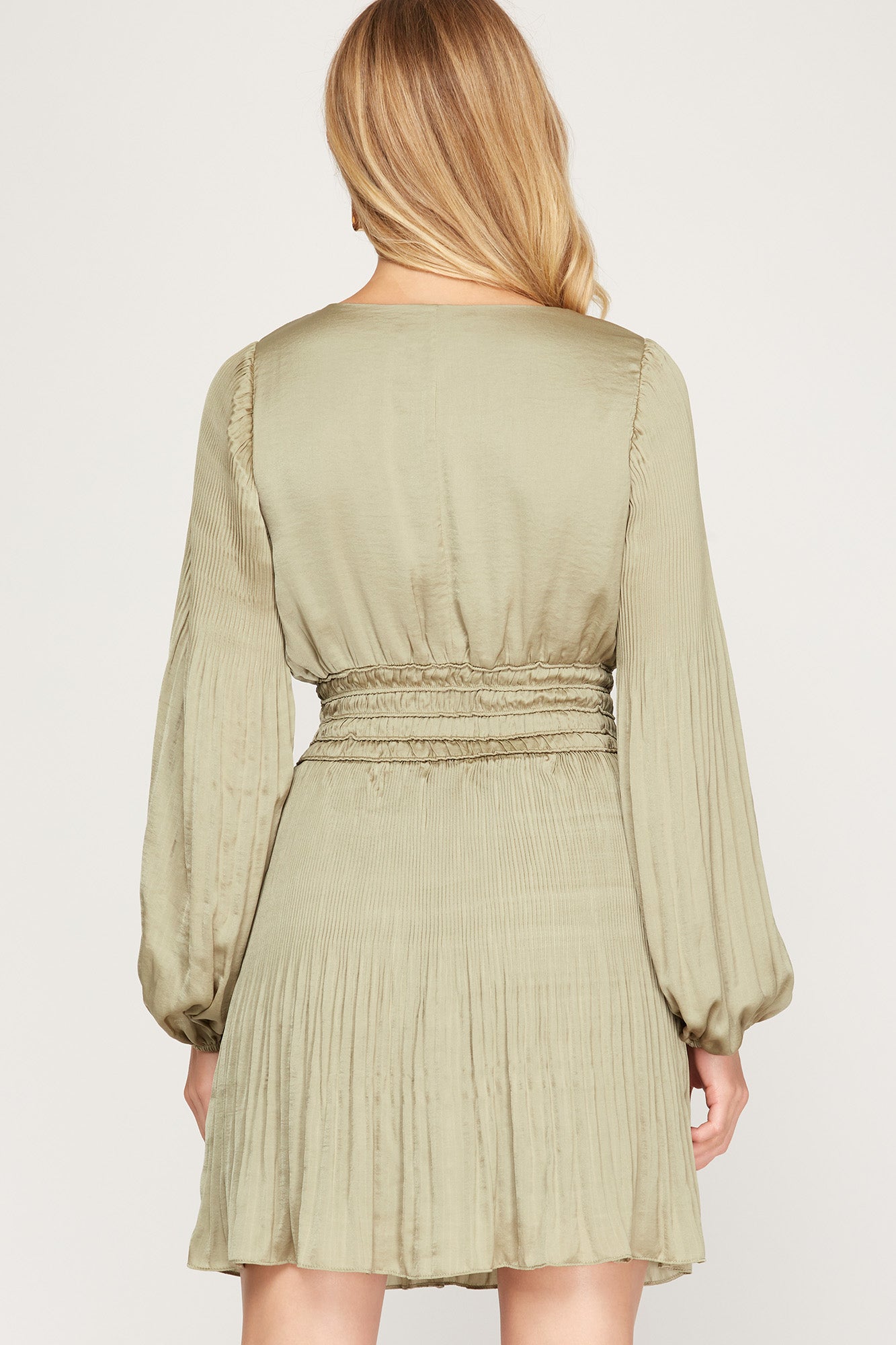 She + Sky Long Sleeve Satin Dress