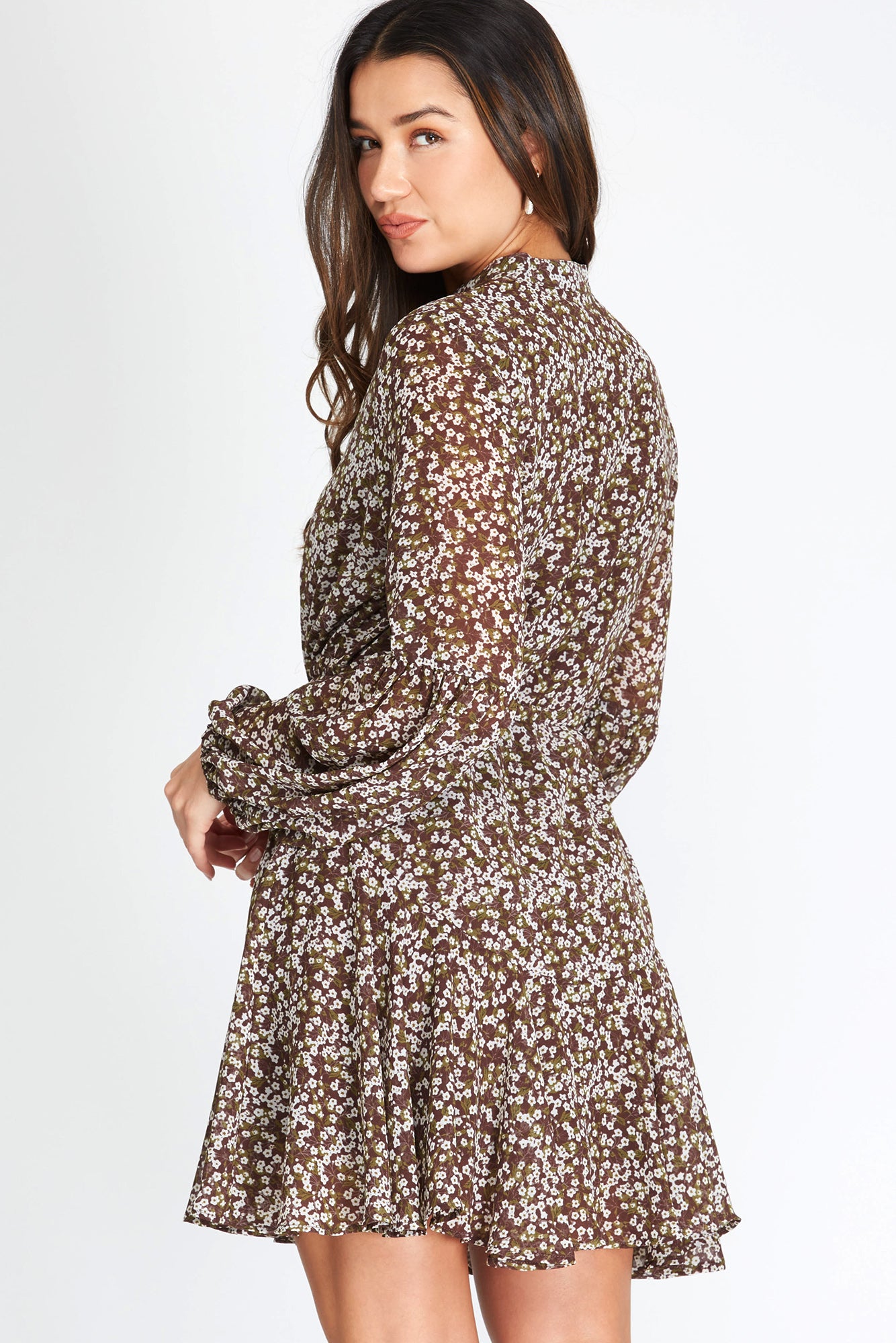 She + Sky Long Sleeve Woven Button Up Dress