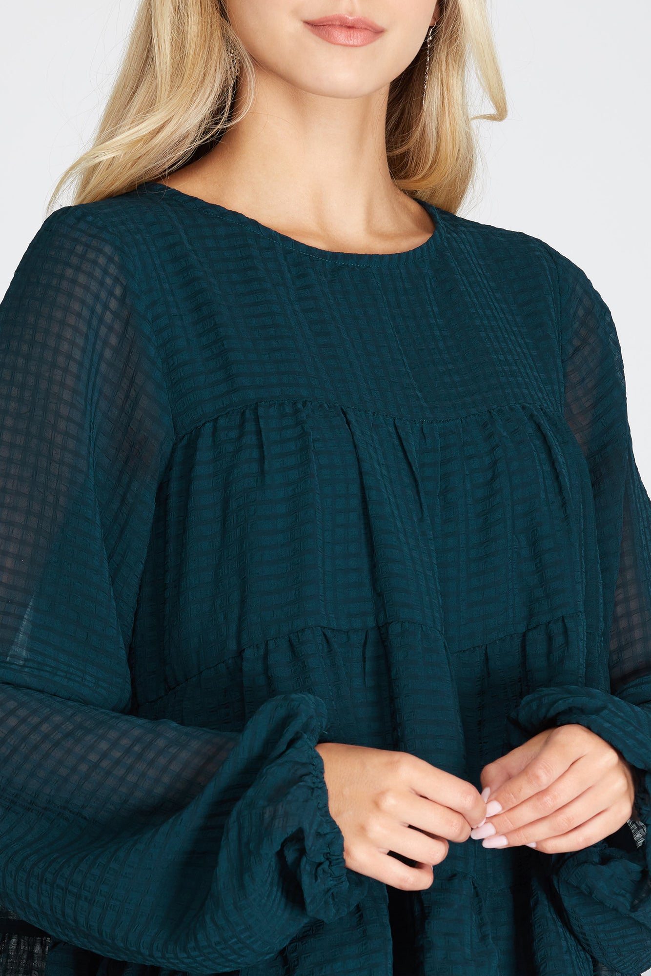 She + Sky Hi Low Woven Tiered Top