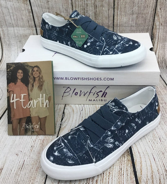 Blowfish 4 Earth SneakersBlowfish tennis shoes made from recyclable material! They come in Navy and White with a fun beach pattern