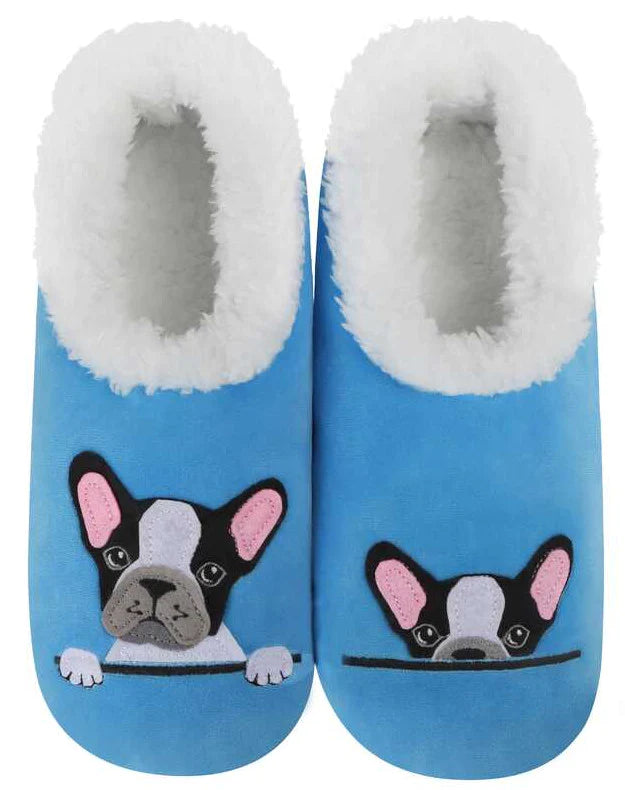 Snoozie Blue Frenchie Slippers