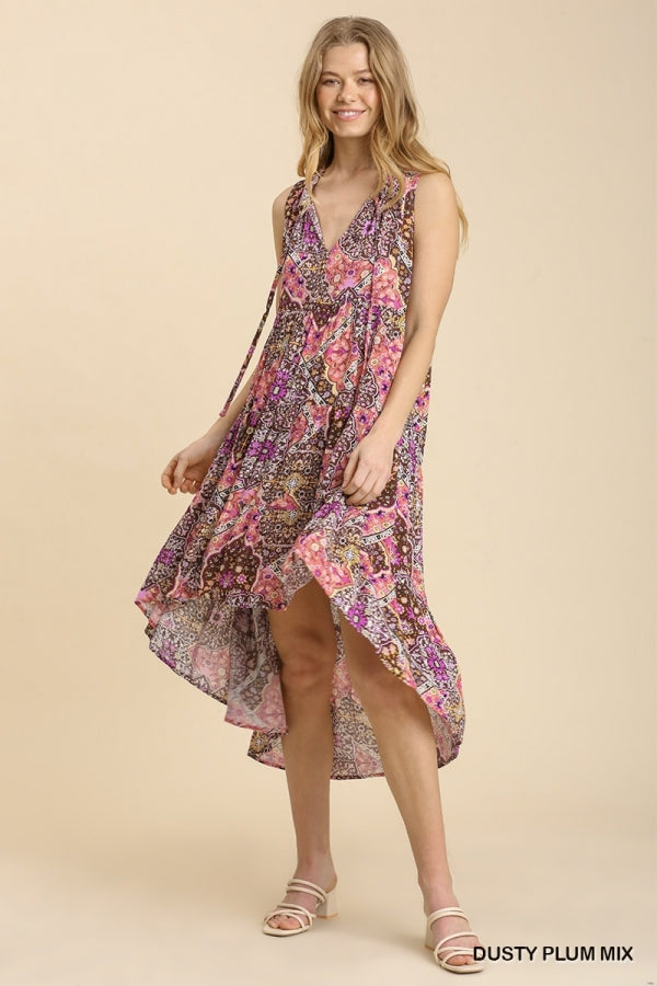 Umgee Mixed Print Sleeveless Dress