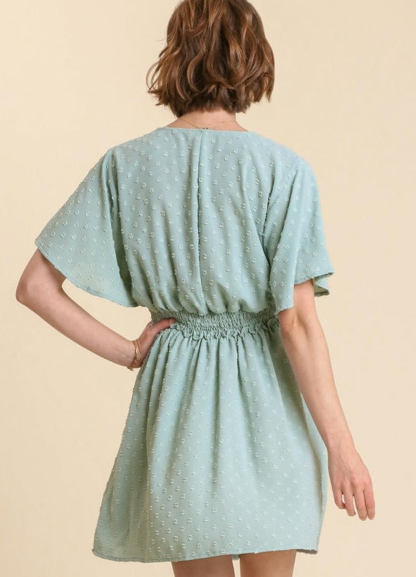 Umgee Woven Smocked V-Neck Tiered Dress