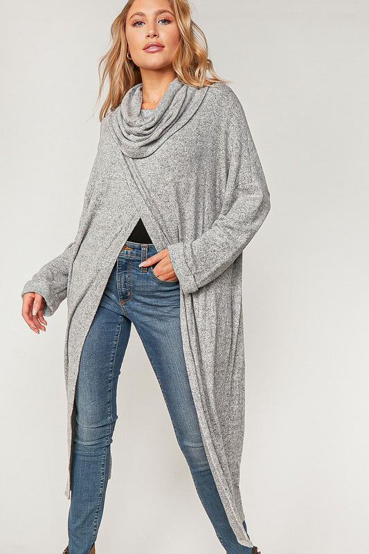 SugarFox Hacci Wrap Turtleneck cuffed long sleeve