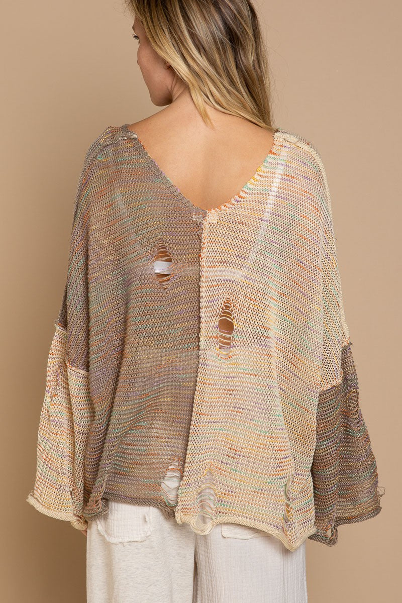 POL Glitter Multi Thread Distressed Top