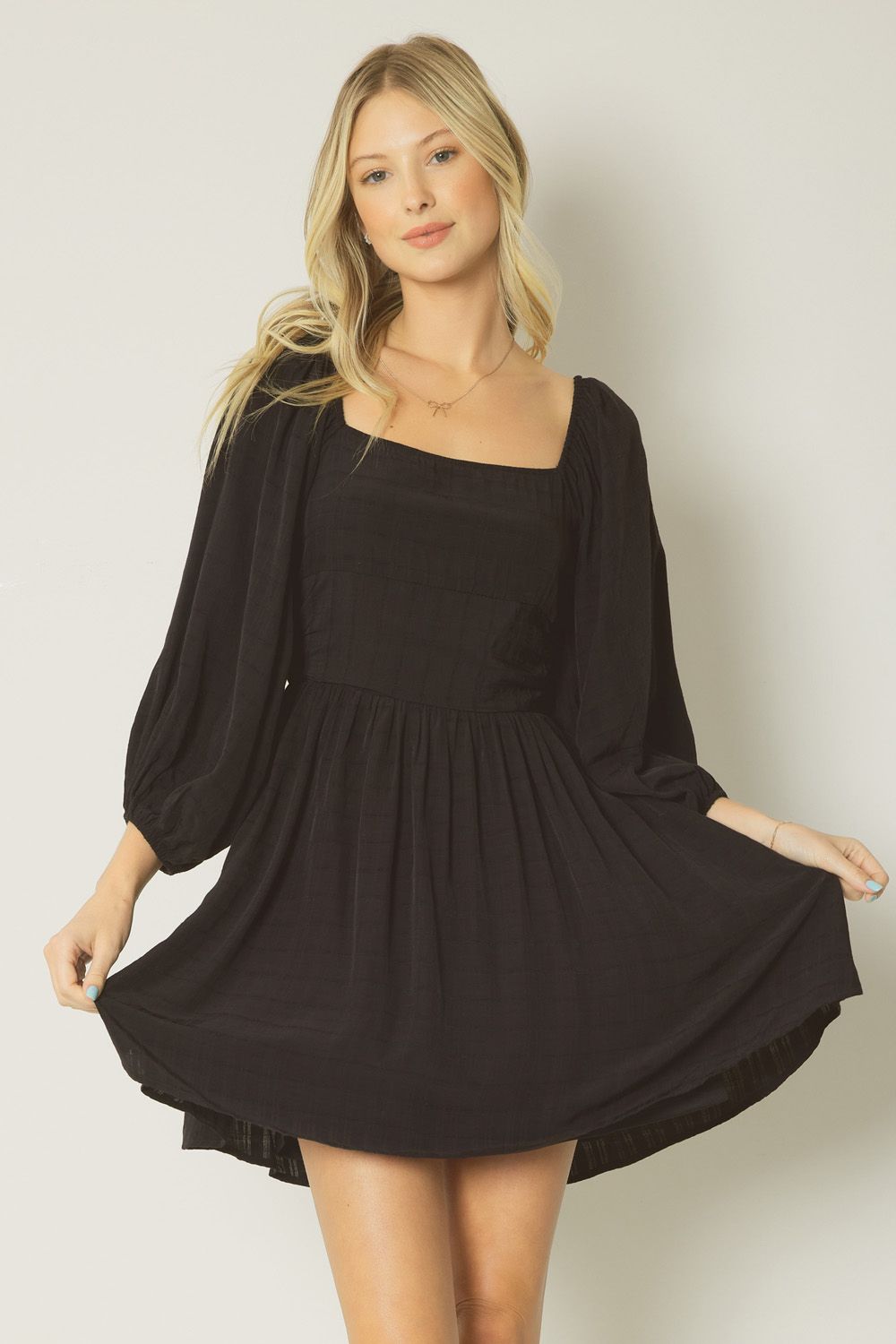 Entro Square Neck Cut Out Detail Self Tie Closure Dress – The Clothing