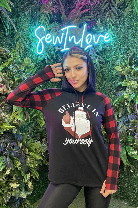 Sew In Love Believe in Yourself Santa Hoodie