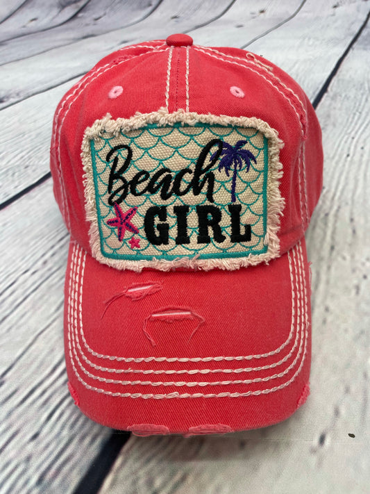 Kbethos Vintage Beach Girl Patch Distressed Baseball Hat