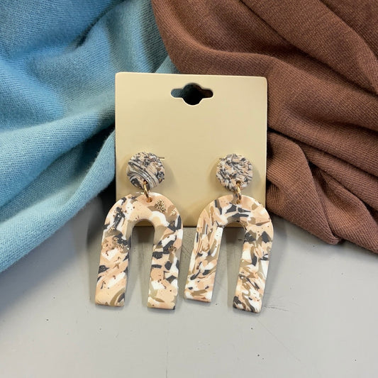 Blush Speckled U Earrings