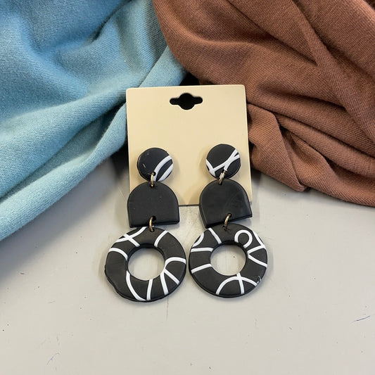 Black Open Circle Earrings