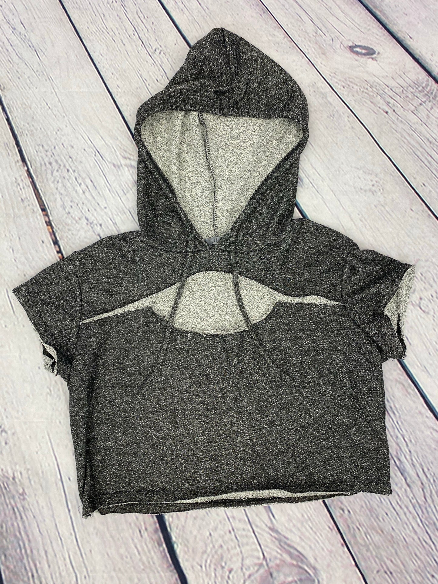 Jolie Juniors Short Sleeve Cropped Cut Out Hoodie