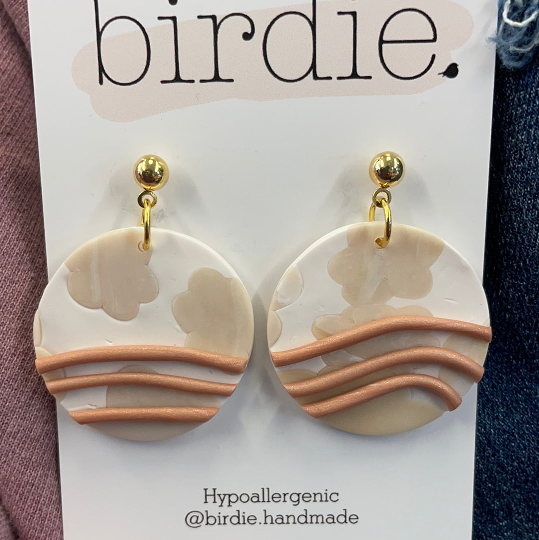 Birdie Beige Clouded Sphere Earrings