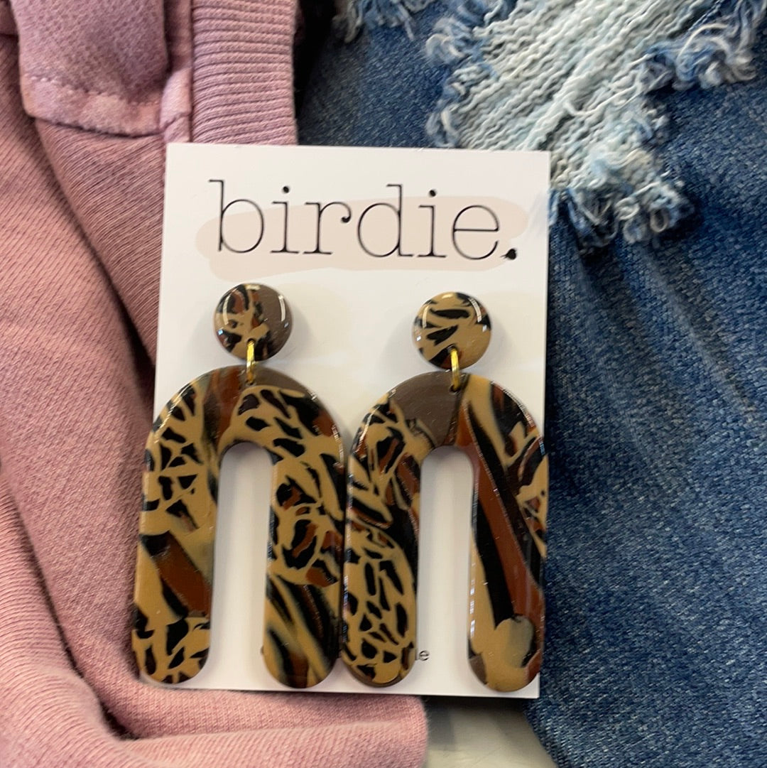 Birdie Animal Print Gloss Archway Earrings
