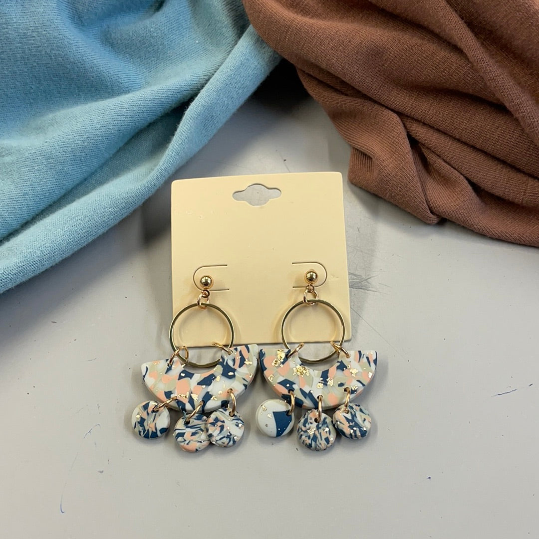 Blue Speckled Dangle Earrings