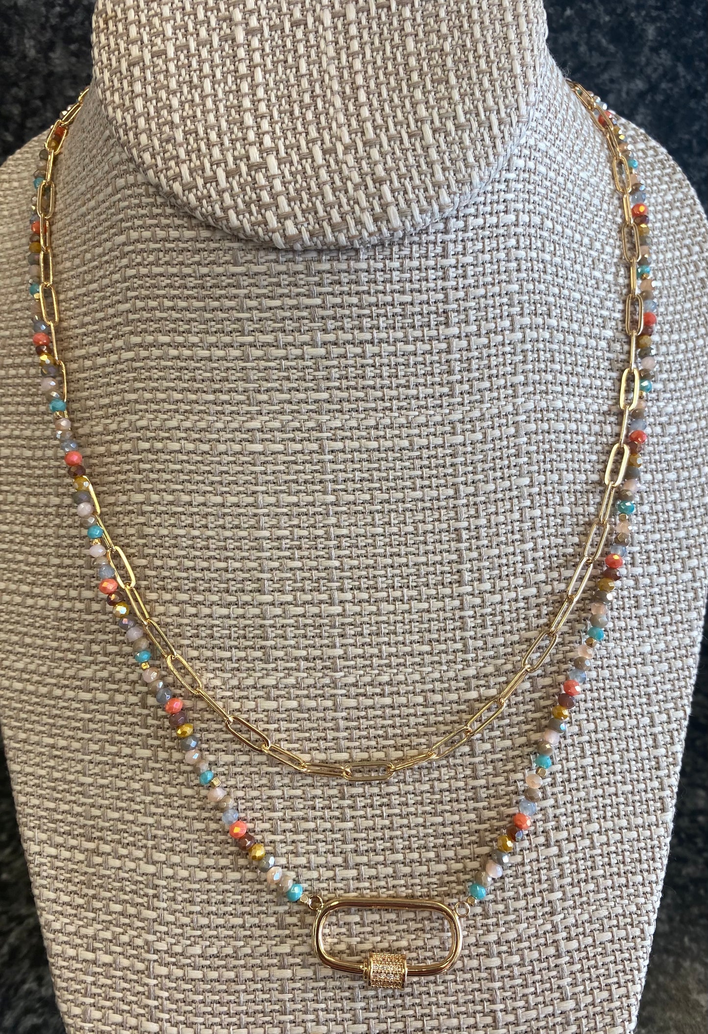 Caroline Hill Double Layer Beaded Paperclip Necklace