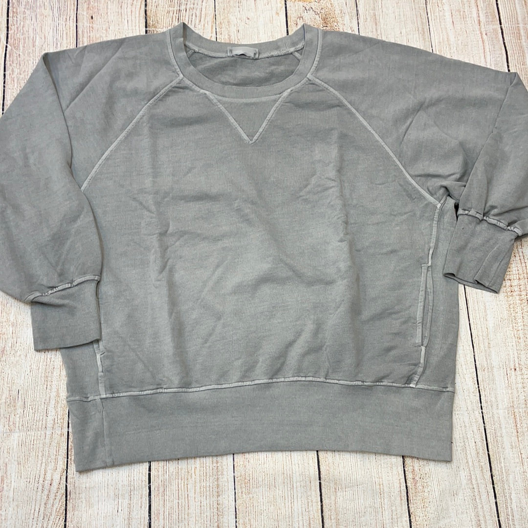 Zenana Pigment Dyed Crewneck Pullover With Pockets