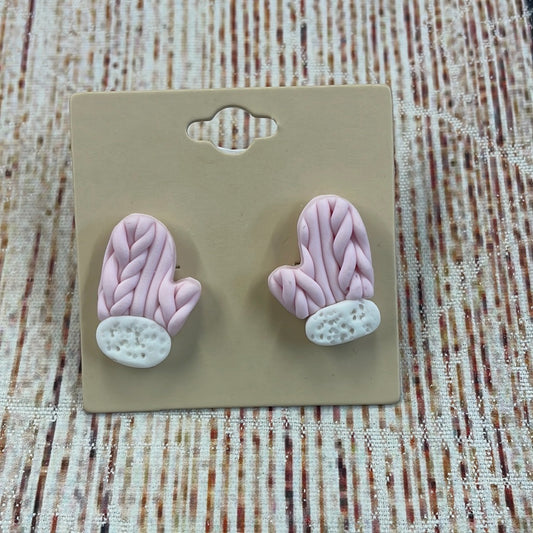 Pink Mitten Stud Earrings