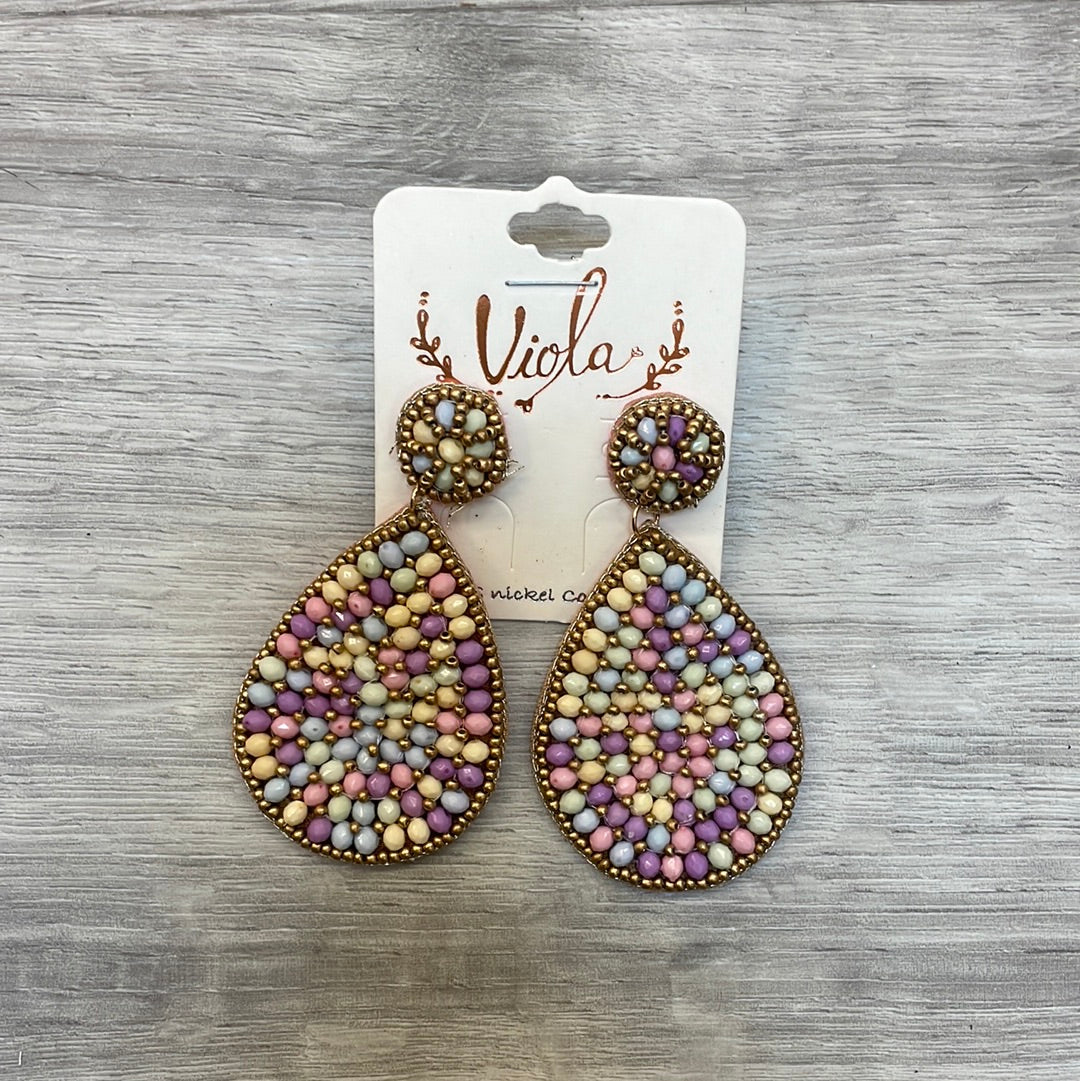 Viola Beaded Teardrop Earrings