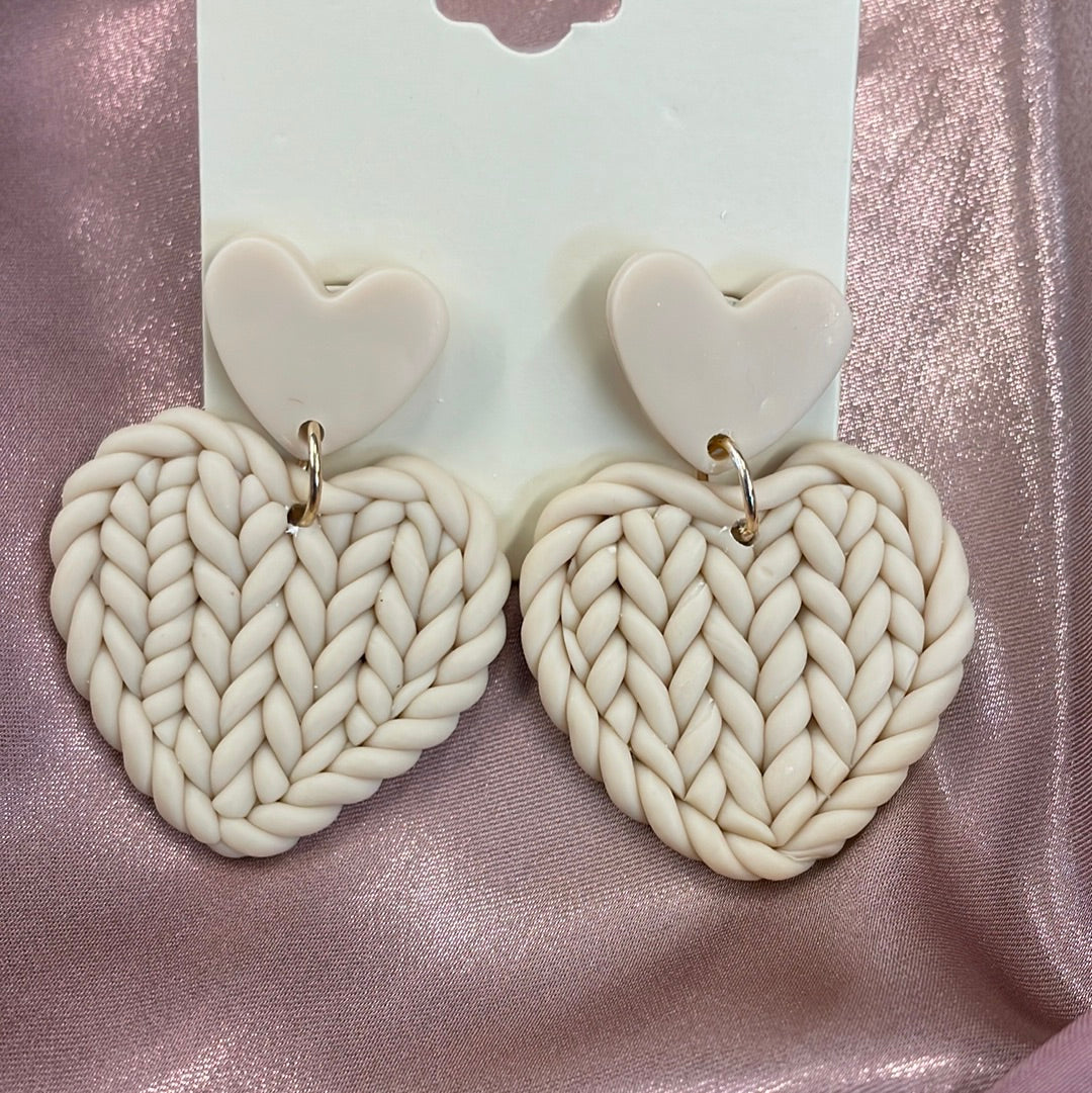 Weaved Heart Dangle Earrings