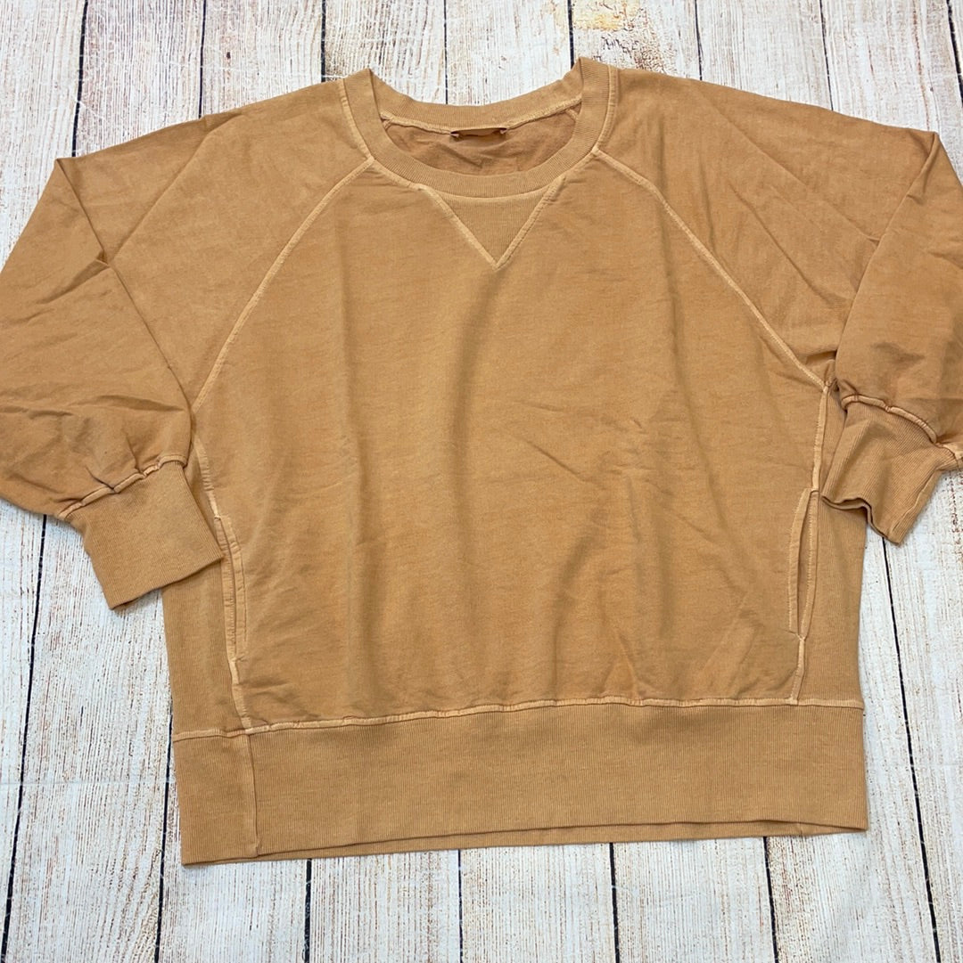 Zenana Pigment Dyed Crewneck Pullover With Pockets