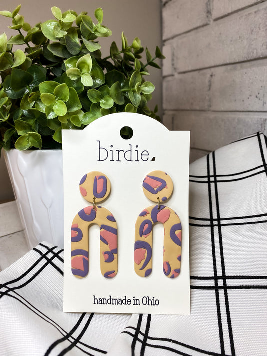 Birdie Large Dangle Animal Print Earrings