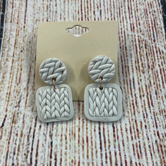 Taupe Square Weaved Earrings