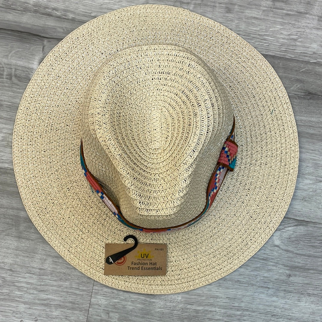 Straw Hat with Ribbon