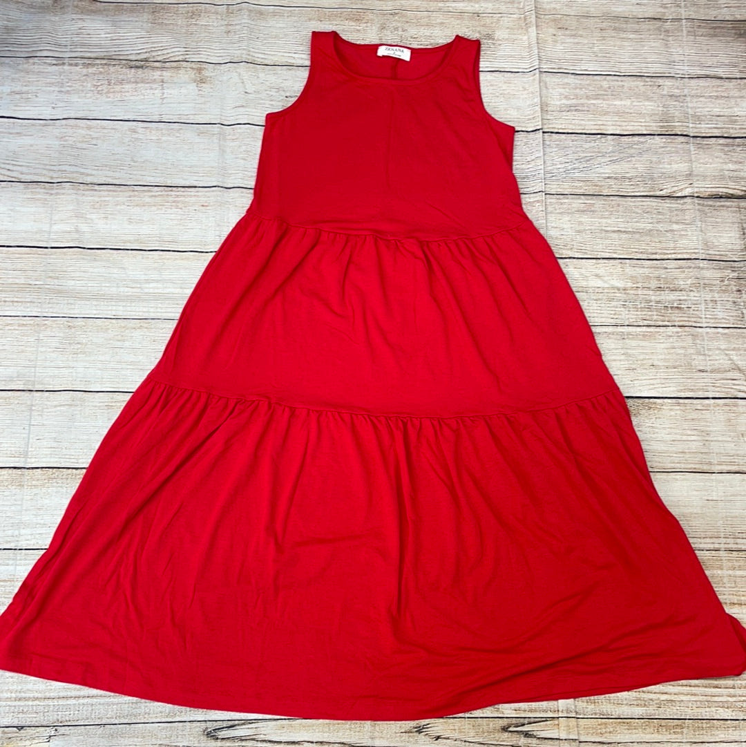 Zenana Sleeveless Tiered Midi Dress