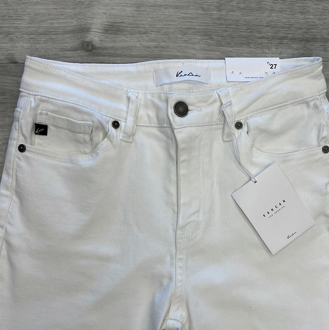 Kancan White Distressed Hem Jeans