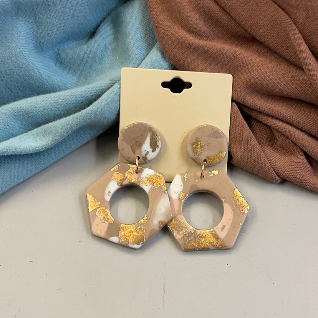 Ivory Open Hexagon Earrings