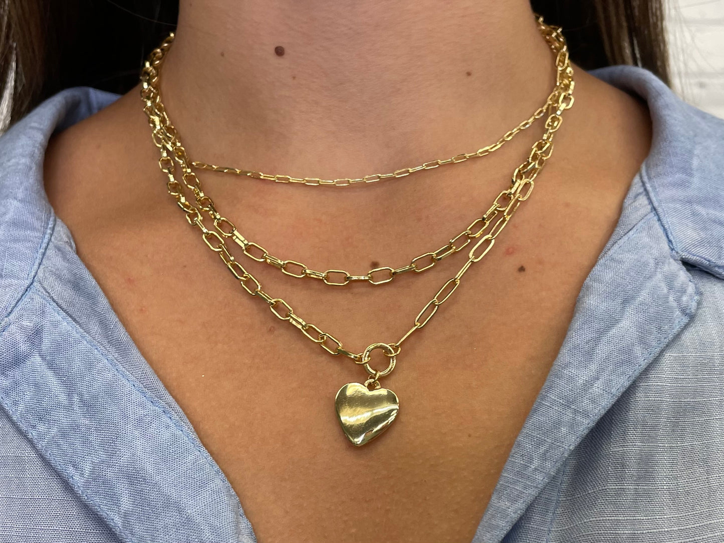 Caroline Hill Gold Heart Charm Necklace