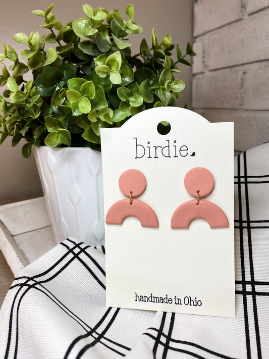 Birdie Pink Rainbow Circle Earrings