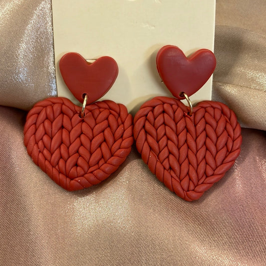 Weaved Heart Dangle Earrings