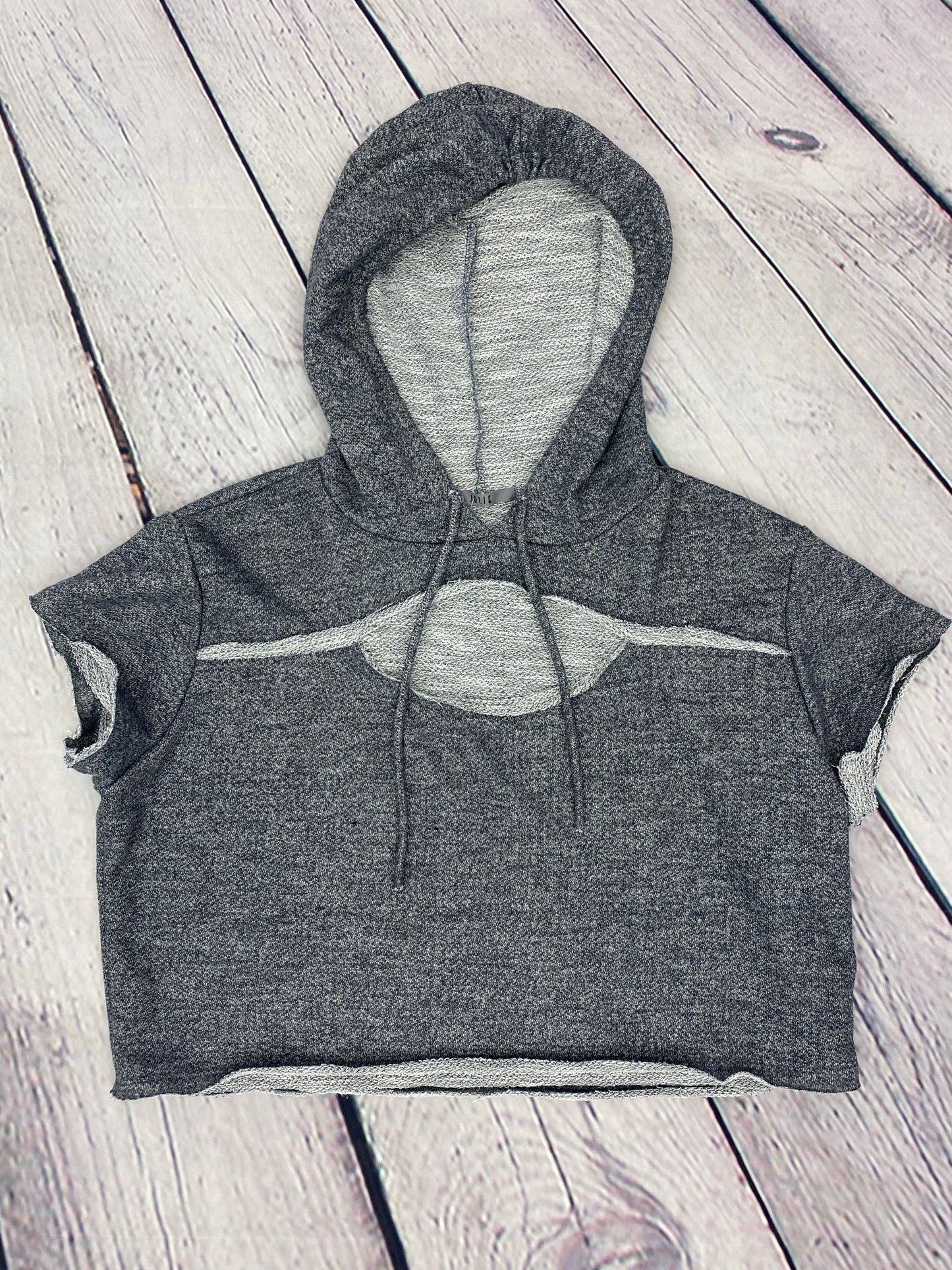 Jolie Juniors Short Sleeve Cropped Cut Out Hoodie