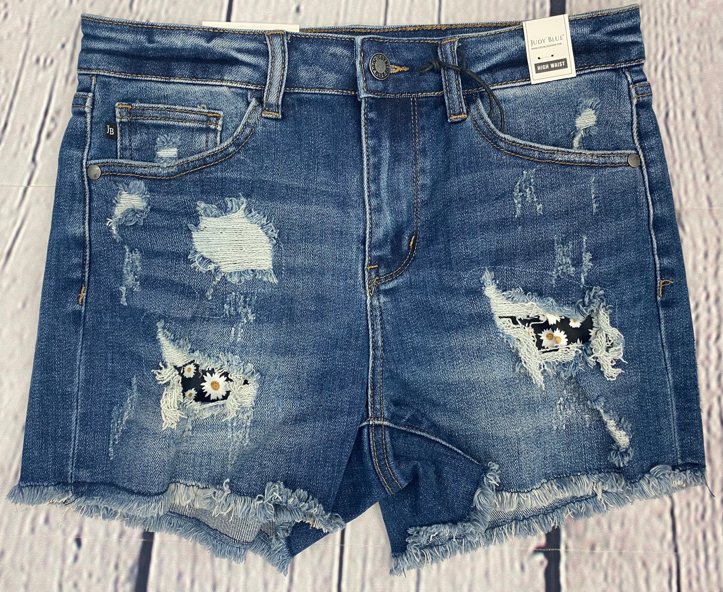 Judy Blue Distressed Shorts with Daisy Patch