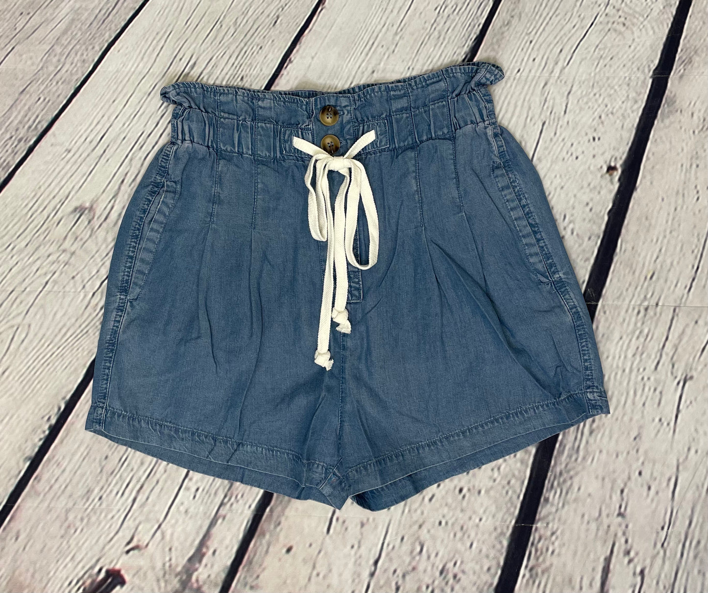 Zenana Paperbag Denim Shorts