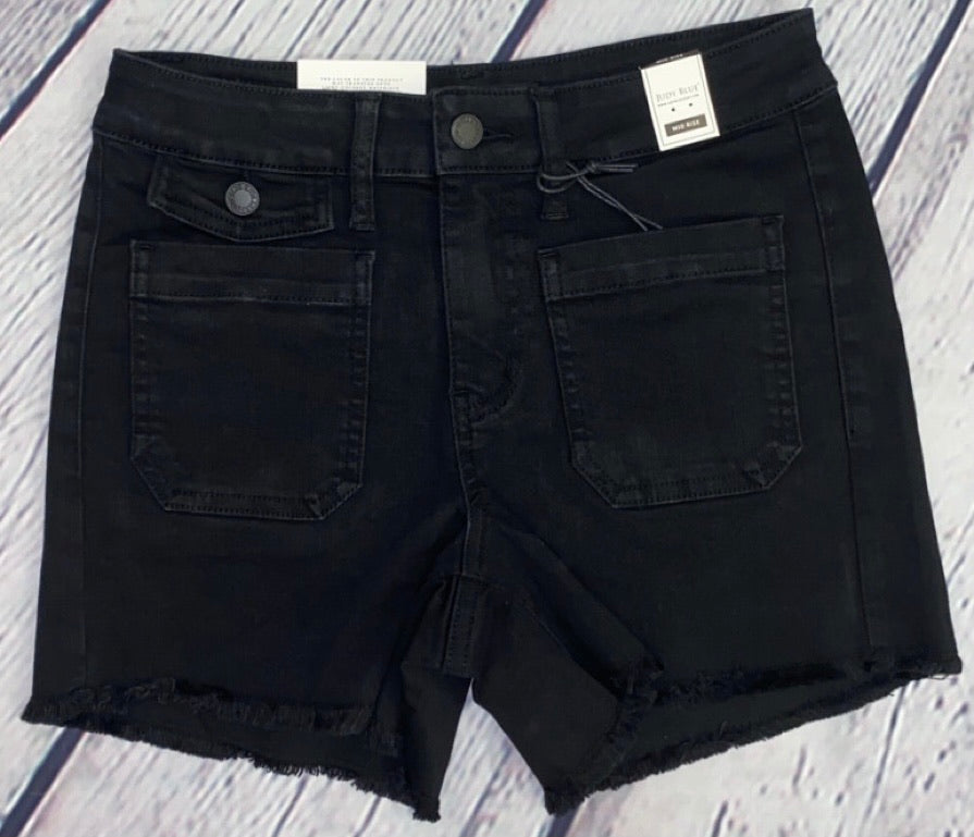 Judy Blue Black Cargo Patch Pocket Shorts