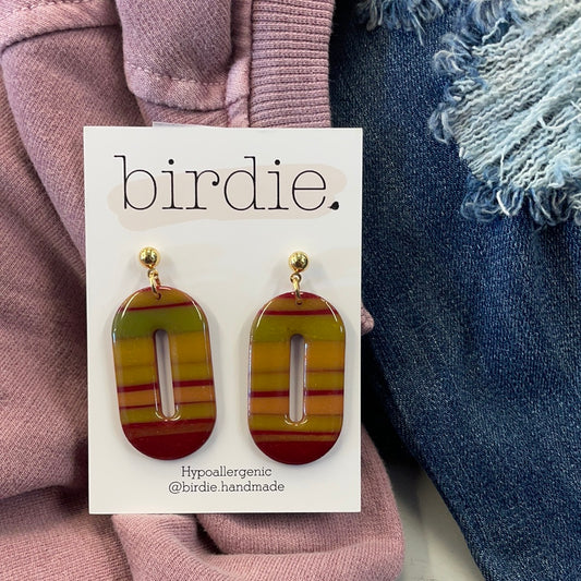 Birdie Autumn Glossy Oval Earrings