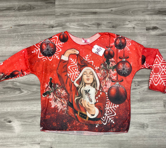 Yolly Santa Girl With Candy Cane Mug Pullover