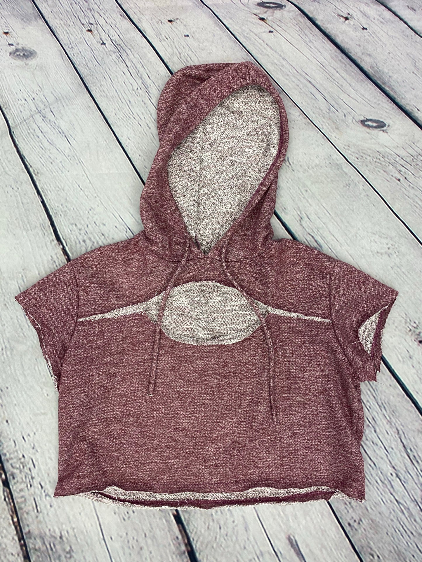 Jolie Juniors Short Sleeve Cropped Cut Out Hoodie