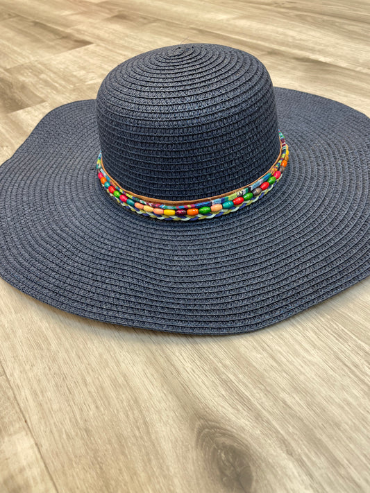 Arianna Crushable Sun Hat with Bead Trim & Suede Bow