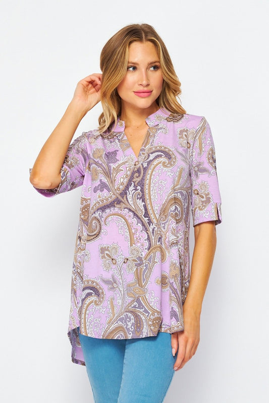 Honeyme Gabby Top with Sleeve Side Slit Detail