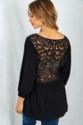 White Birch Lace Patched Puff Sleeve Top