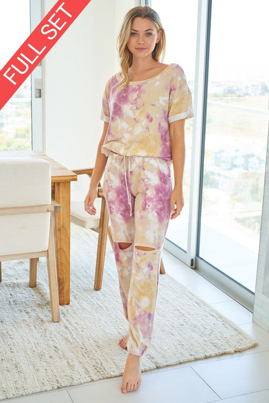 White Birch Tie Dye Knit Two Piece Set