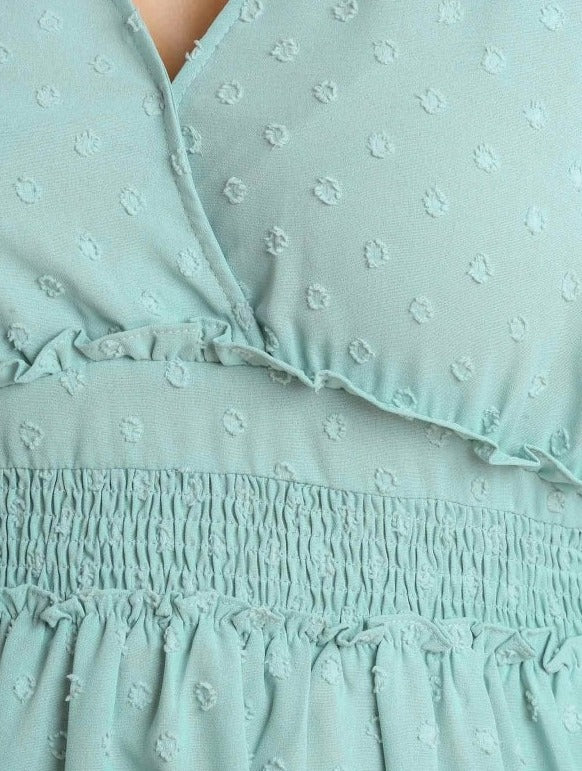 Umgee Woven Smocked V-Neck Tiered Dress