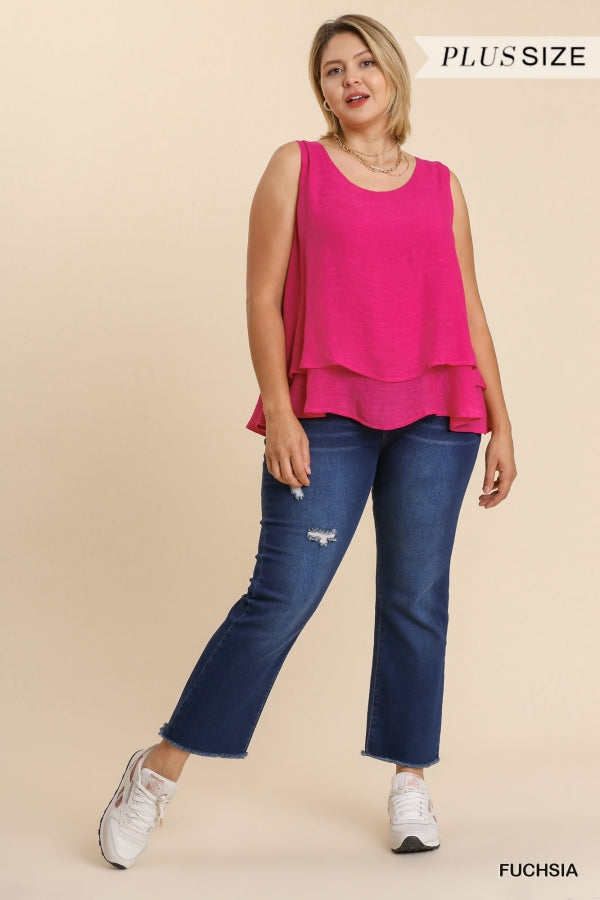 Umgee Sleeveless Layered Top with Keyhole Back