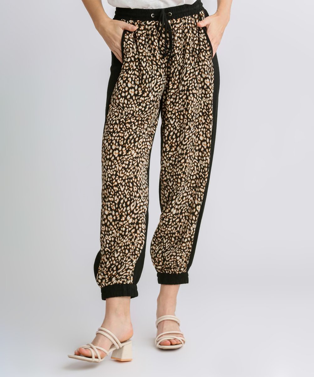 Umgee Black Leopard Linen-Blend Pocket Joggers – The Clothing Loft Boutique